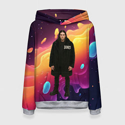 Толстовка-худи женская Bones во весь рост в черной одежде, цвет: 3D-меланж