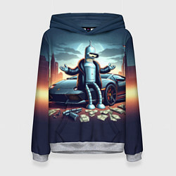 Женская толстовка Бендер рядом с Ламбо и рассыпанным баблом