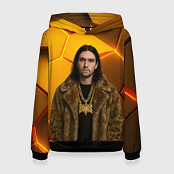 Толстовка-худи женская Bones с цепью в шубе, цвет: 3D-черный