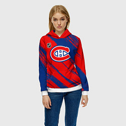 Толстовка-худи женская Монреаль Канадиенс - брызги, цвет: 3D-белый — фото 2