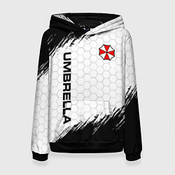 Толстовка-худи женская Амбрелла - белые соты, цвет: 3D-черный