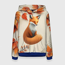 Женская толстовка Лис под осенними листьями