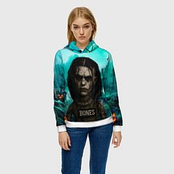 Толстовка-худи женская Bones в стиле хоррор куклы, цвет: 3D-белый — фото 2
