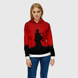 Толстовка-худи женская Самурай в пути, цвет: 3D-белый — фото 2