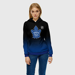 Толстовка-худи женская Торонто Мейпл Лифс - градиент, цвет: 3D-синий — фото 2