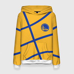 Толстовка-худи женская Голден Стэйт Уорриорз - текстура желтого мяча, цвет: 3D-белый