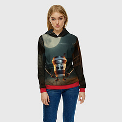 Толстовка-худи женская Капучино Ассассино мем, цвет: 3D-красный — фото 2