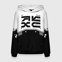 Толстовка-худи женская Кибер текстура - черно белая, цвет: 3D-черный