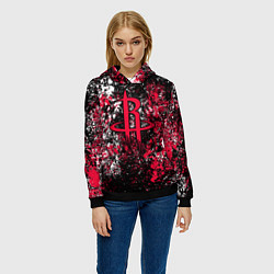 Толстовка-худи женская Хьюстон Рокетс - цветовой хаос, цвет: 3D-черный — фото 2