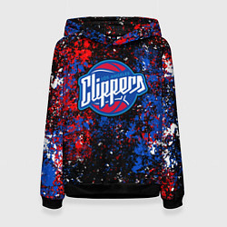 Толстовка-худи женская Клипперс - цветовой хаос, цвет: 3D-черный