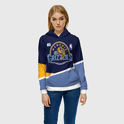 Толстовка-худи женская Мемфис Гриззлис - линии, цвет: 3D-белый — фото 2