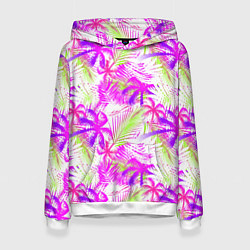 Толстовка-худи женская Palm tree pink, цвет: 3D-белый