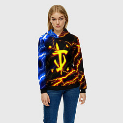 Толстовка-худи женская Doom молнии шторм, цвет: 3D-черный — фото 2