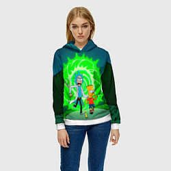 Толстовка-худи женская Рик и Барт Симпсон, цвет: 3D-белый — фото 2