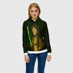 Толстовка-худи женская Рик - магистр-джедай, цвет: 3D-белый — фото 2