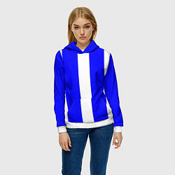 Толстовка-худи женская Color white blue line, цвет: 3D-белый — фото 2