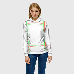 Толстовка-худи женская Neon light green red, цвет: 3D-белый — фото 2