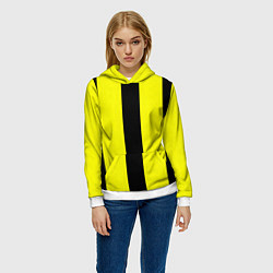 Толстовка-худи женская Color yellow black line, цвет: 3D-белый — фото 2