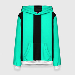 Толстовка-худи женская Color light blue white line, цвет: 3D-белый