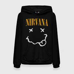Толстовка-худи женская Nirvana rock music, цвет: 3D-черный