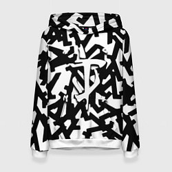 Толстовка-худи женская Doom x half life pattern, цвет: 3D-белый