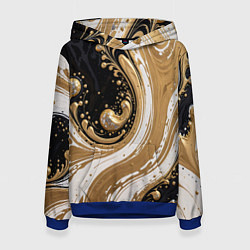 Толстовка-худи женская Черный агат и жидкое золото, цвет: 3D-синий