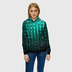 Толстовка-худи женская Нефритовый зелёный абстракция, цвет: 3D-черный — фото 2