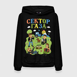 Толстовка-худи женская Сектор газа, мультяшный стиль, цвет: 3D-черный