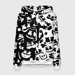 Толстовка-худи женская Doom x Marshmello pattern, цвет: 3D-белый