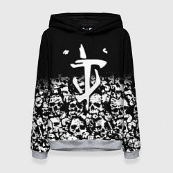 Толстовка-худи женская Doom черепа, цвет: 3D-меланж