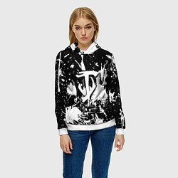 Толстовка-худи женская Doom белые краски, цвет: 3D-белый — фото 2