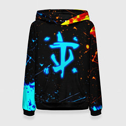 Толстовка-худи женская Doom лёд и пламя краски, цвет: 3D-черный