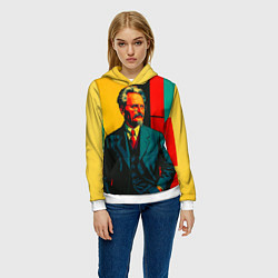 Толстовка-худи женская Лев Троцкий поп-арт, цвет: 3D-белый — фото 2
