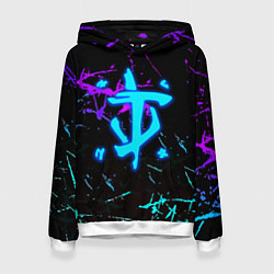 Толстовка-худи женская Doom неоновые штрихи, цвет: 3D-белый