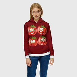 Толстовка-худи женская Эмоциональные томаты, цвет: 3D-белый — фото 2