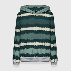 Толстовка-худи женская Полосы зигзагообразные зеленые, цвет: 3D-меланж