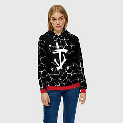 Толстовка-худи женская Doom трещины текстура, цвет: 3D-красный — фото 2