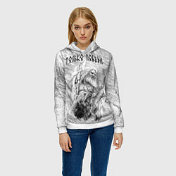 Толстовка-худи женская Древний воин с топором и медведь, цвет: 3D-белый — фото 2