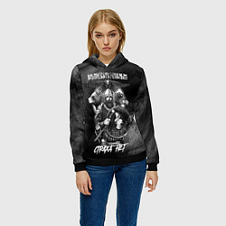 Толстовка-худи женская Викинг с топором с мистическими спутниками, цвет: 3D-черный — фото 2