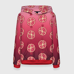 Толстовка-худи женская Сочные гранаты, цвет: 3D-красный