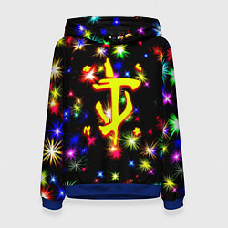 Толстовка-худи женская Doom новогодние искры, цвет: 3D-синий