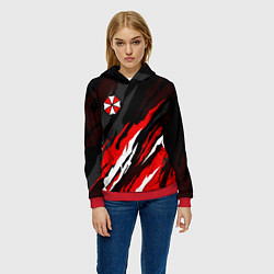 Толстовка-худи женская Umbrella - красное пламя, цвет: 3D-красный — фото 2