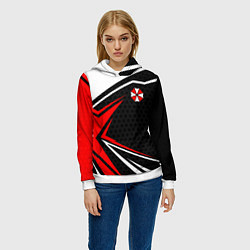 Толстовка-худи женская Umbrella - red uniform, цвет: 3D-белый — фото 2