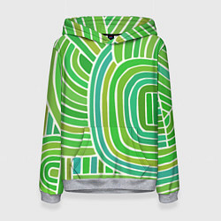 Толстовка-худи женская Абстрактный узор зеленый, цвет: 3D-меланж