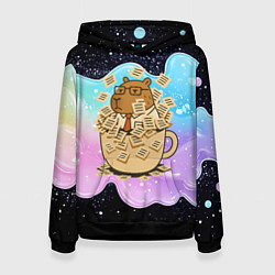 Женская толстовка Менеджер капибара в кружке в стикерах