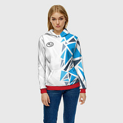 Толстовка-худи женская Субару - фрагменты, цвет: 3D-красный — фото 2