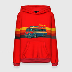Толстовка-худи женская Ретро автобус ЗИУ-6, цвет: 3D-красный