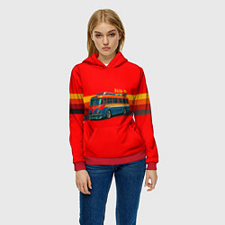 Толстовка-худи женская Ретро автобус ЗИУ-6, цвет: 3D-красный — фото 2