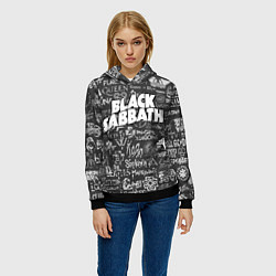 Толстовка-худи женская Black Sabbath pattern, цвет: 3D-черный — фото 2
