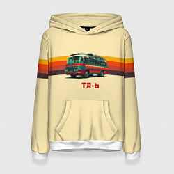 Толстовка-худи женская Ретро автобус ТА-6 поп-арт, цвет: 3D-белый